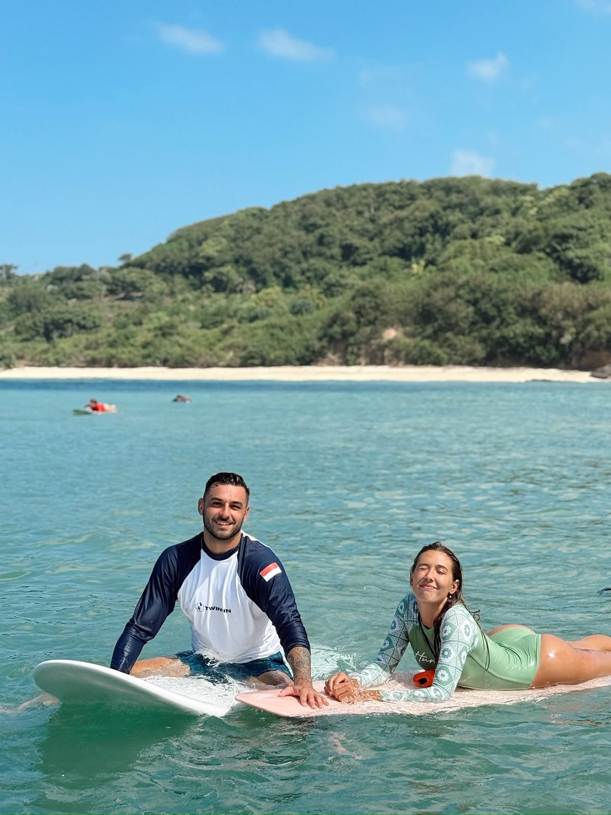 Surf lesson in a bay